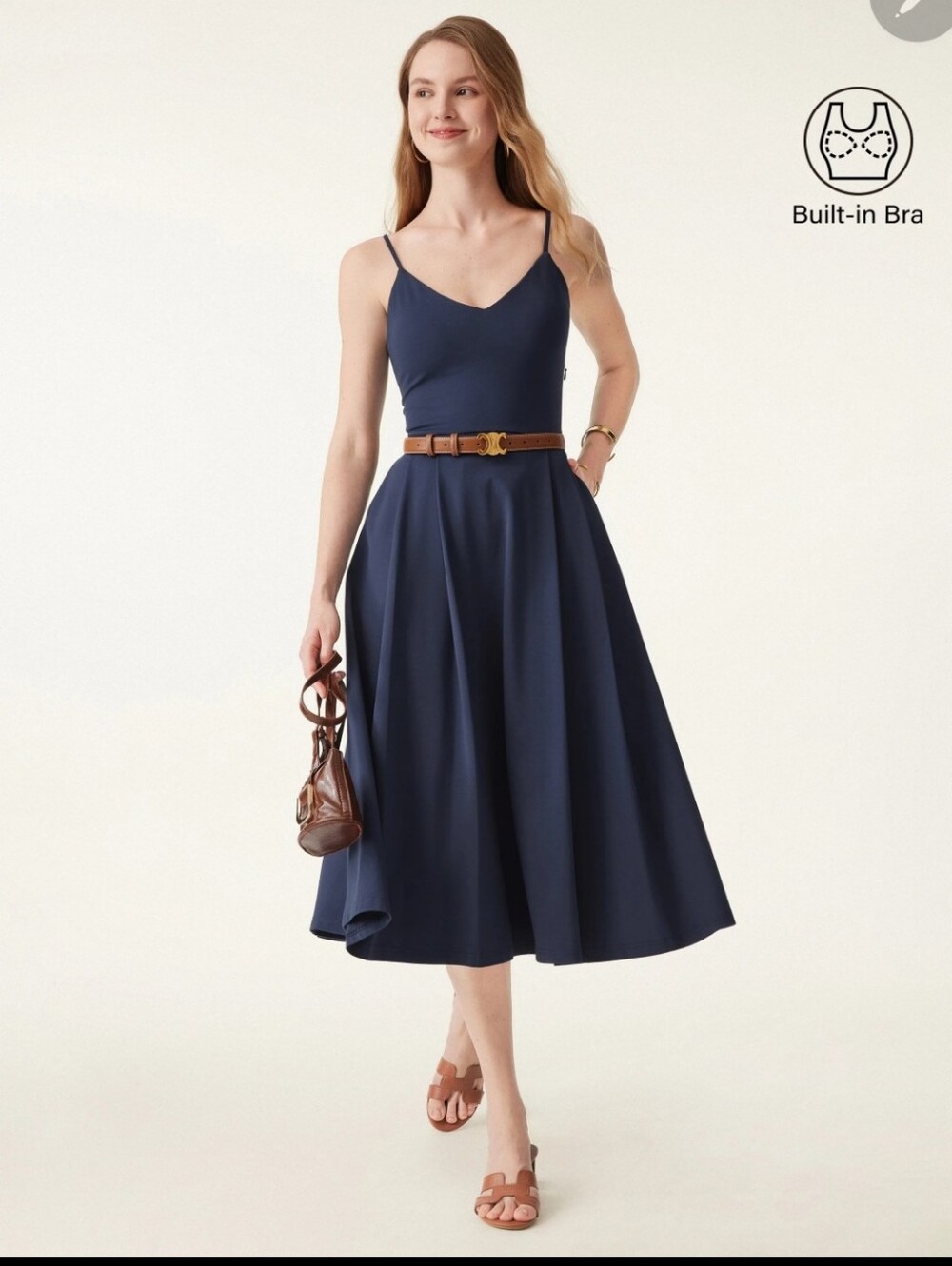 Ponte-De-Roma

Bamboo Ponte V-neck Fit-and-flare Midi Bra Sundress with Pockets
